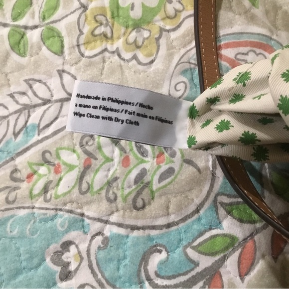 Francis Valentine Natural Straw Green Embroidery Flat Tote NWOT Flower Bag Purse - Picture 8 of 10